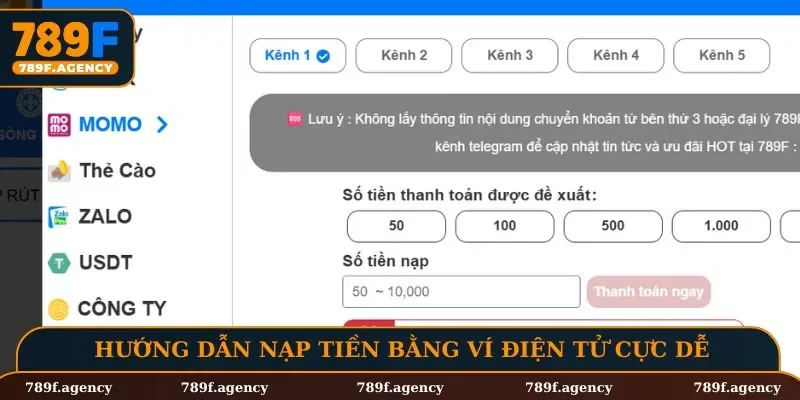 Hướng dẫn nạp tiền bằng ví điện tử cực dễ